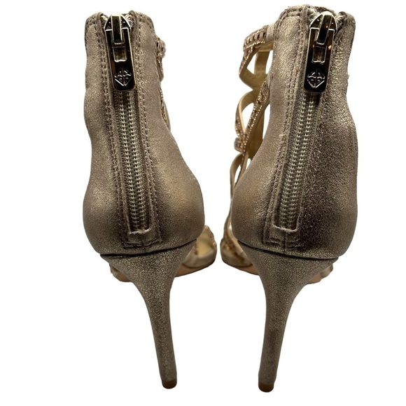 Antonio Melani Golden Strappy Gladiator Ankle Heels in Size 7 Wedding Prom Party - Picture 3 of 6